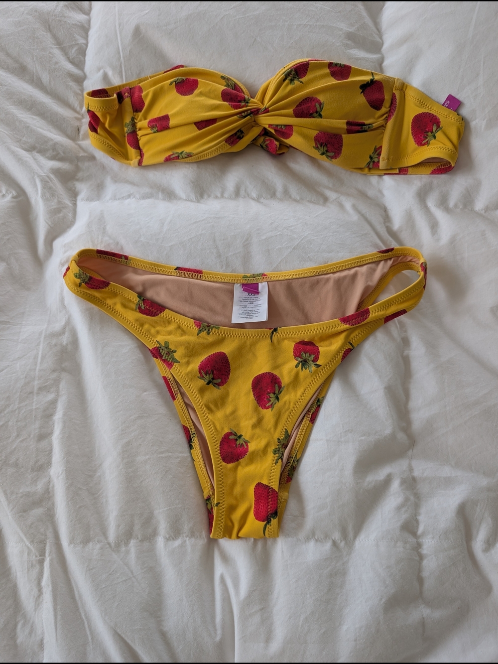 Edie Parker X J Crew Strawberry Bikini Top And Bottom